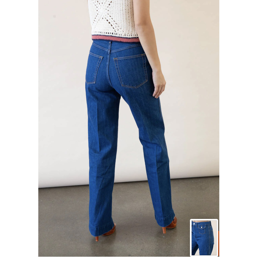 NEW $315 RE/DONE 70s Pocket High Rise Wide Leg Jeans - True Rinse - Picture 12 of 13